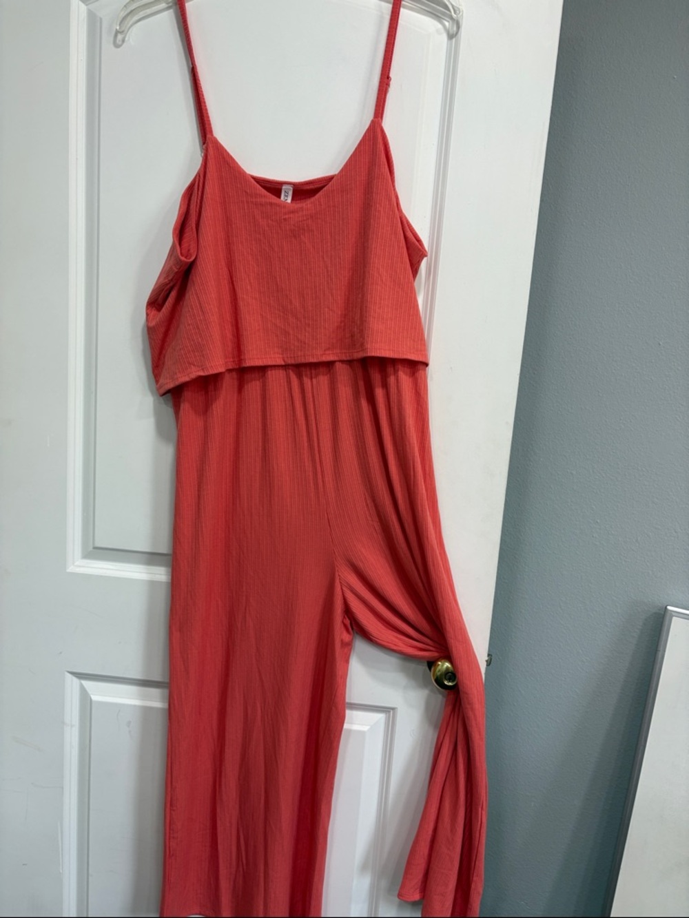 Zenana Outfitters Coral Spaghetti-Strap Wide-Leg Jumpsuit